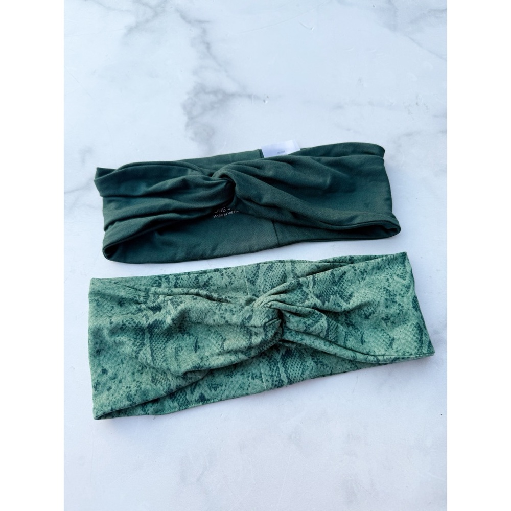 AnyBody Green PatternedSet of 2 Twisted Wrap Headband One Size